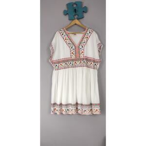 Savanna Jane Womens Boho Peasant Embroidered Baby Doll Top Plus Size 1X